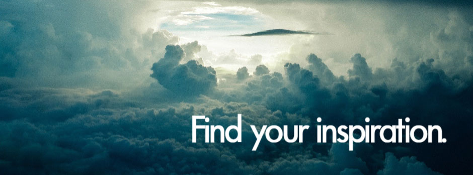 Inspirational image of clouds with the phrase 'Find your inspiration.'