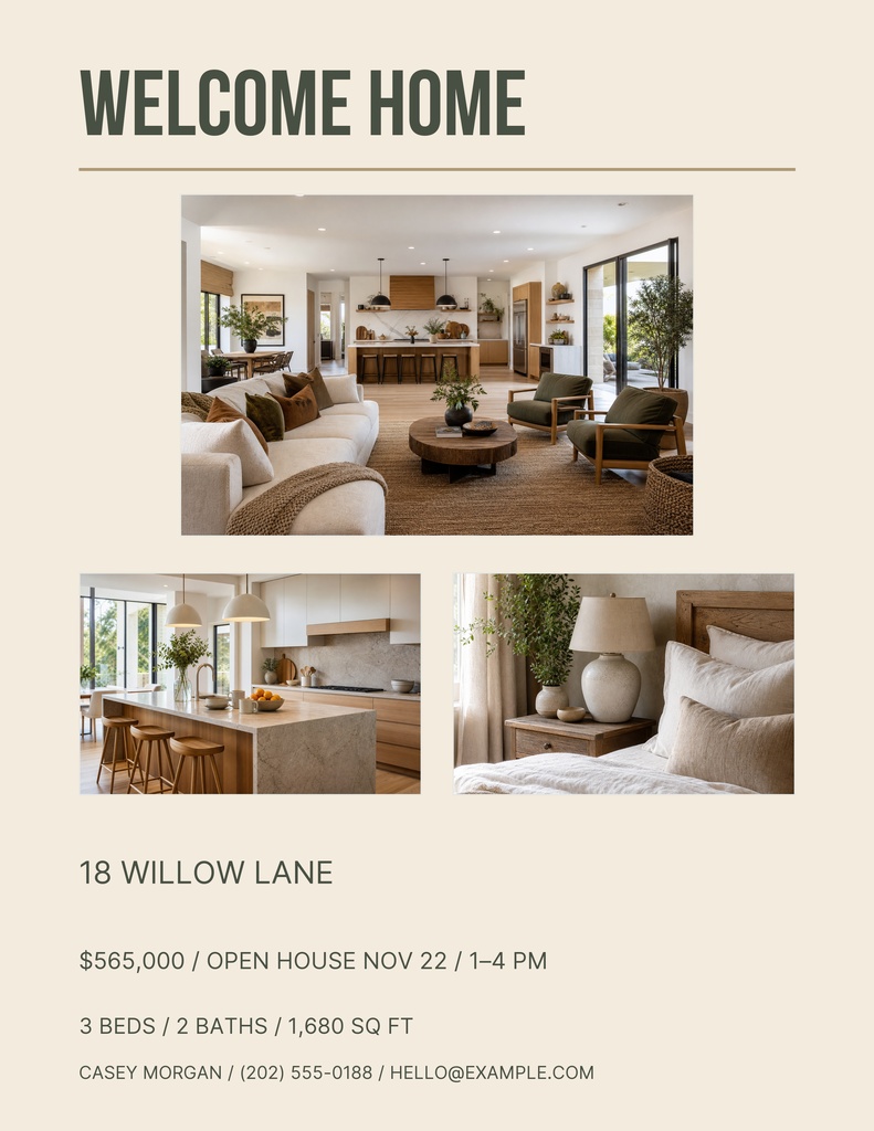 Preview for Cottage On Willow Lane Letter Flyer Template