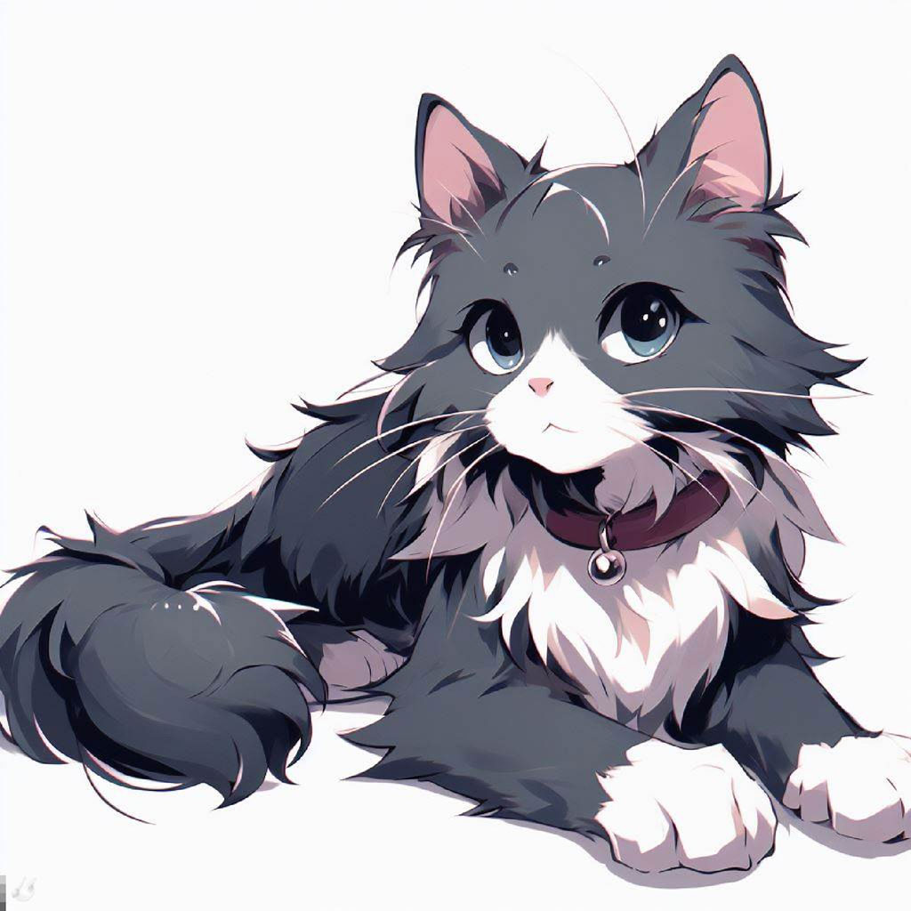 Anime cat character in ninja costume with fiery energy