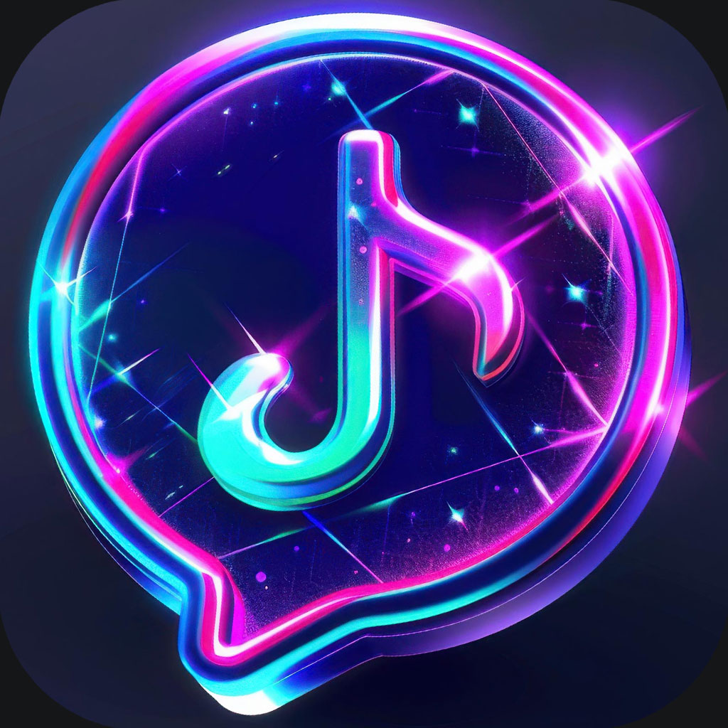 TikTok neon logo with a glowing effect