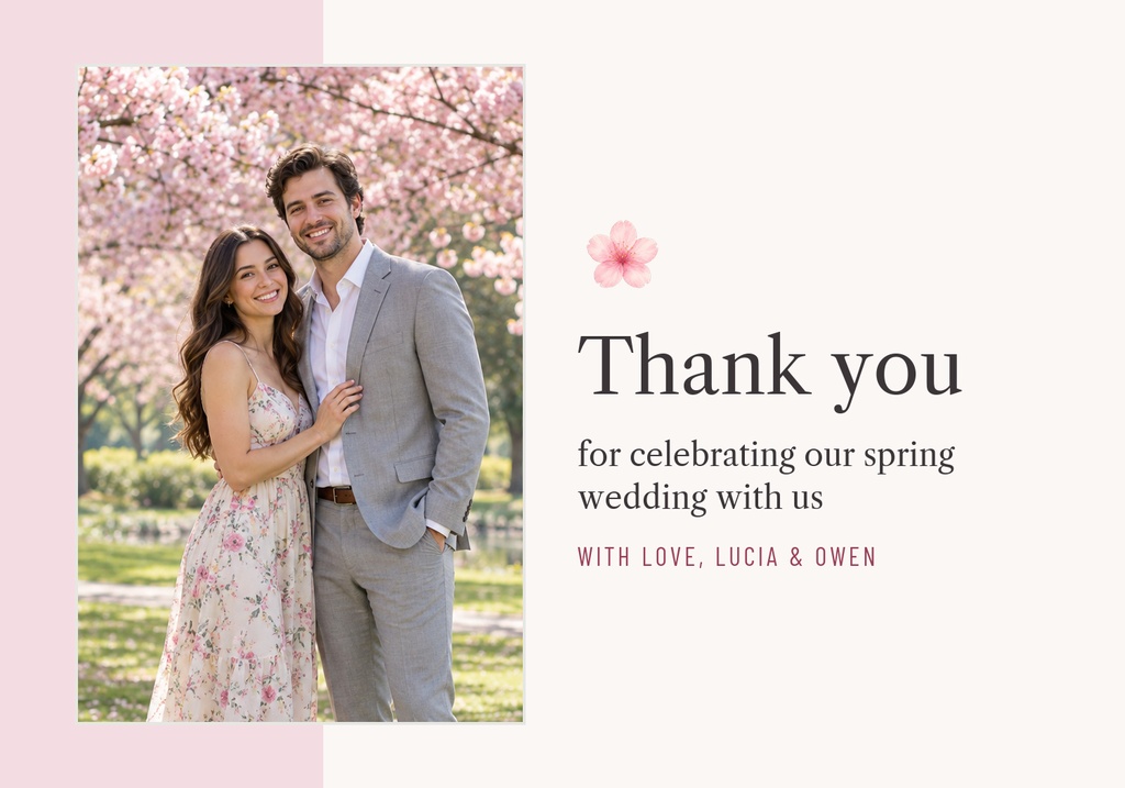 Preview for Cherry Blossom Save The Date Thank-you Card Template