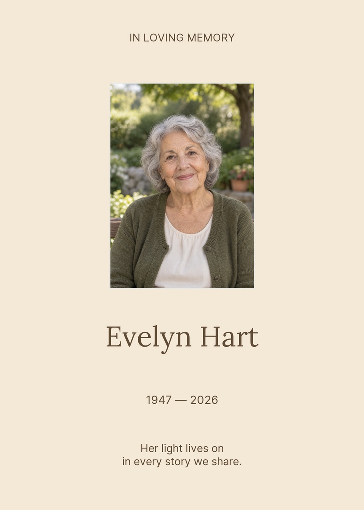 Preview for A Light In Every Story Remembrance Card Template