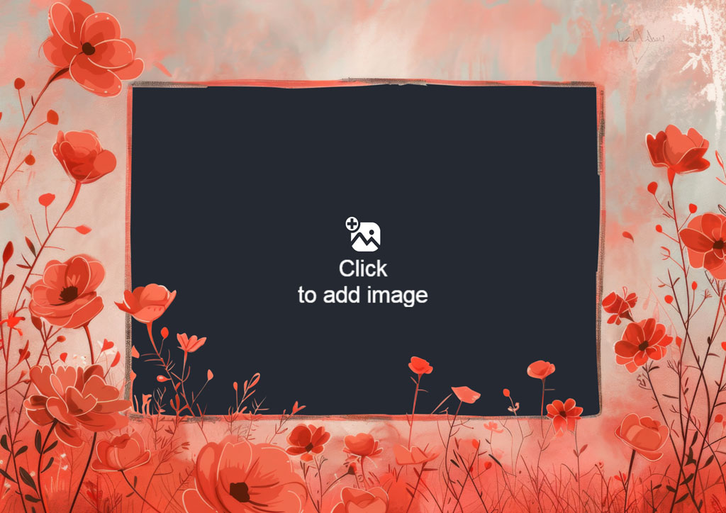 Blackboard surrounded by red poppies