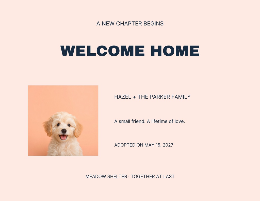 Preview for A Home For Hazel Keepsake Certificate Template