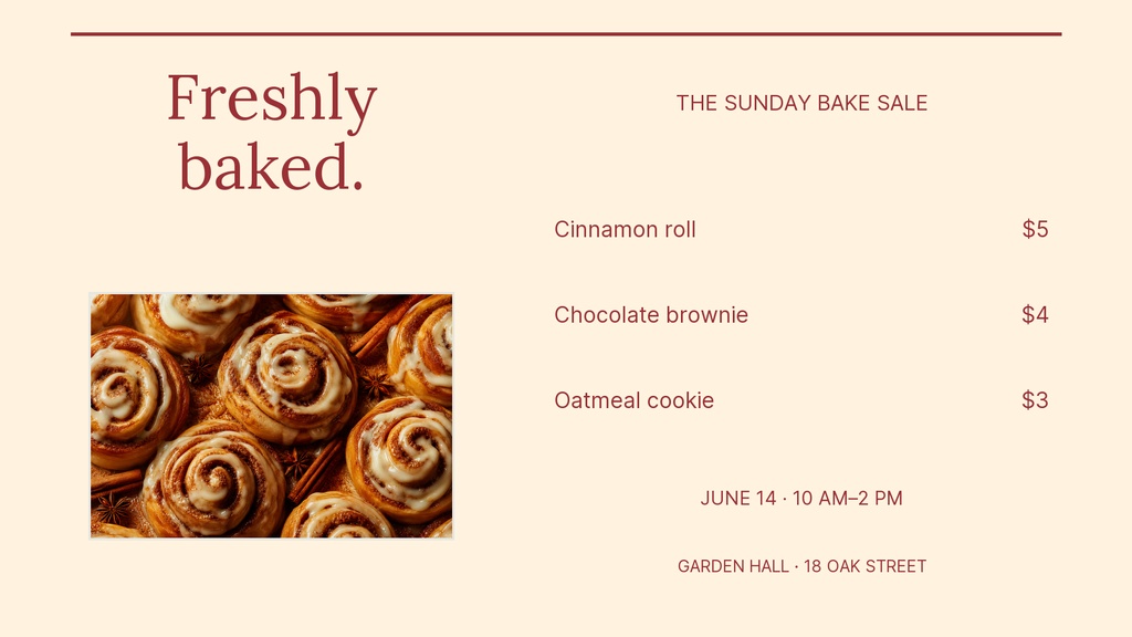Preview for The Sunday Bake Sale Digital Menu Board Template