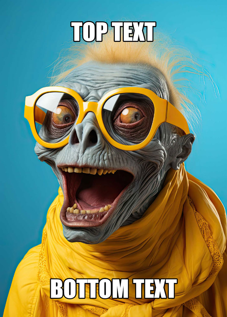 A gray creature with yellow sunglasses and scarf against a blue background.