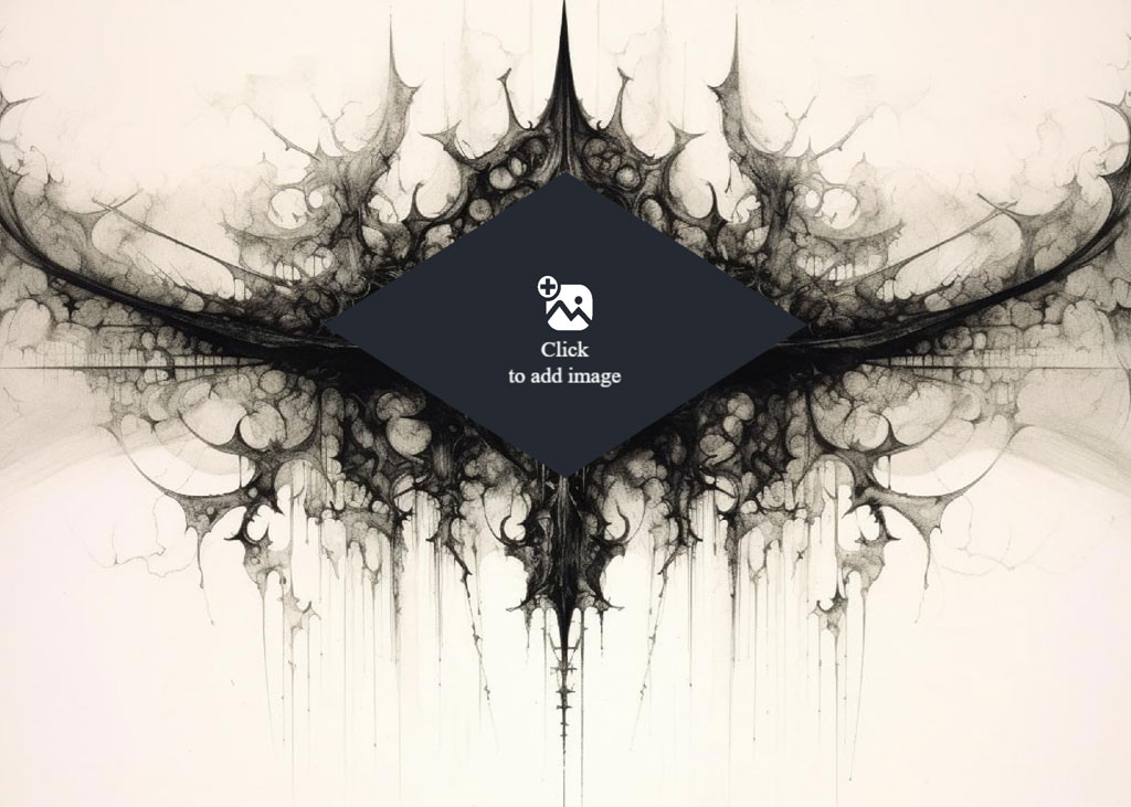 Abstract ink template with a black diamond-shaped placeholder