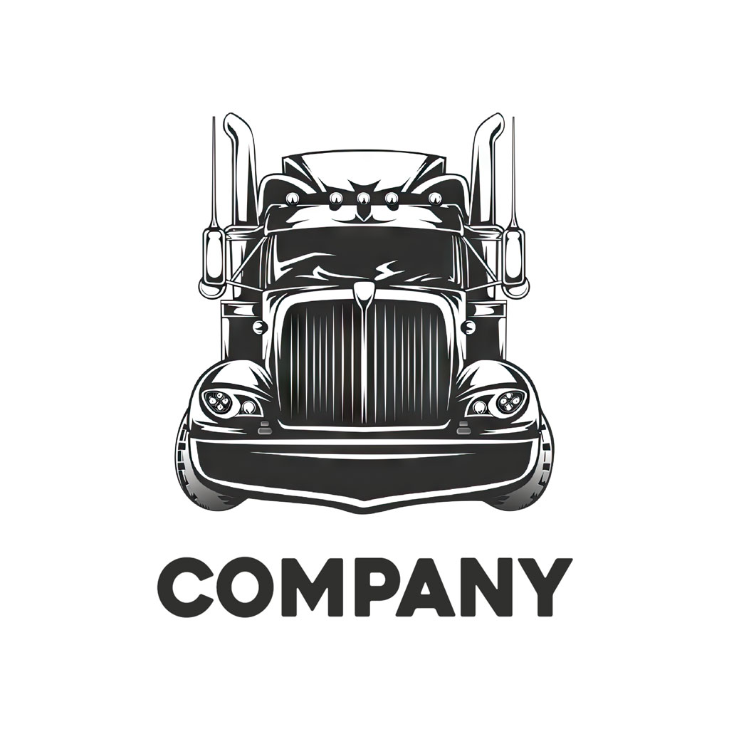Black and white truck illustration with cat face