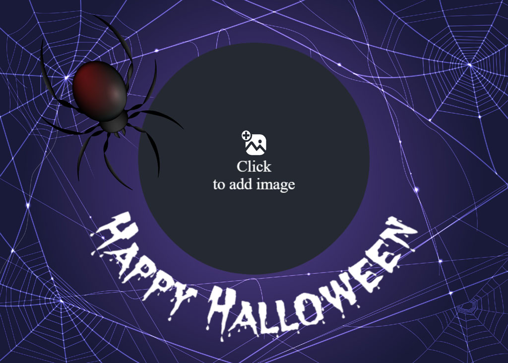 Halloween background with spider web and black widow spider
