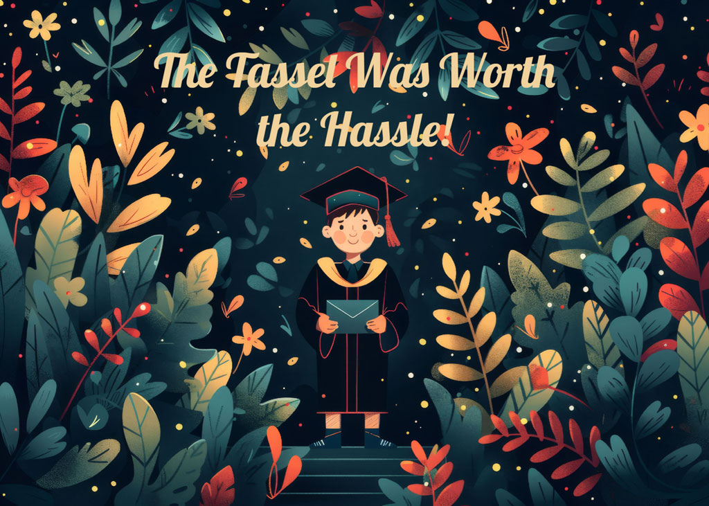 Cartoon graduate in a forest