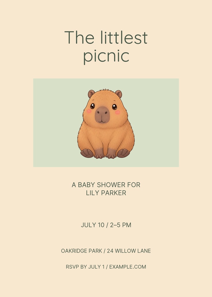 Preview for The Littlest Picnic 5 × 7 Invitation Template