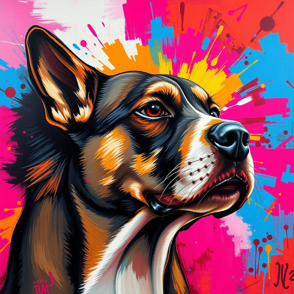 Woman in profile with raised hands and protest figure in background