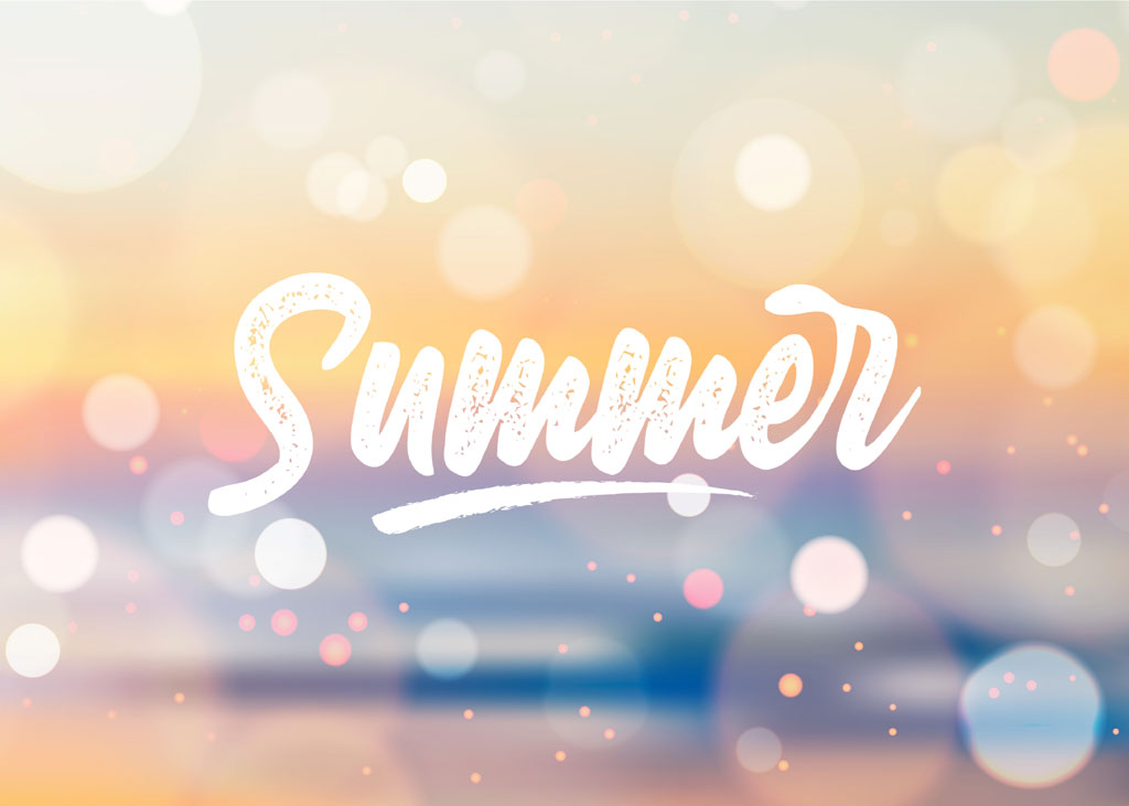 Summer background image with blurred effect and white text