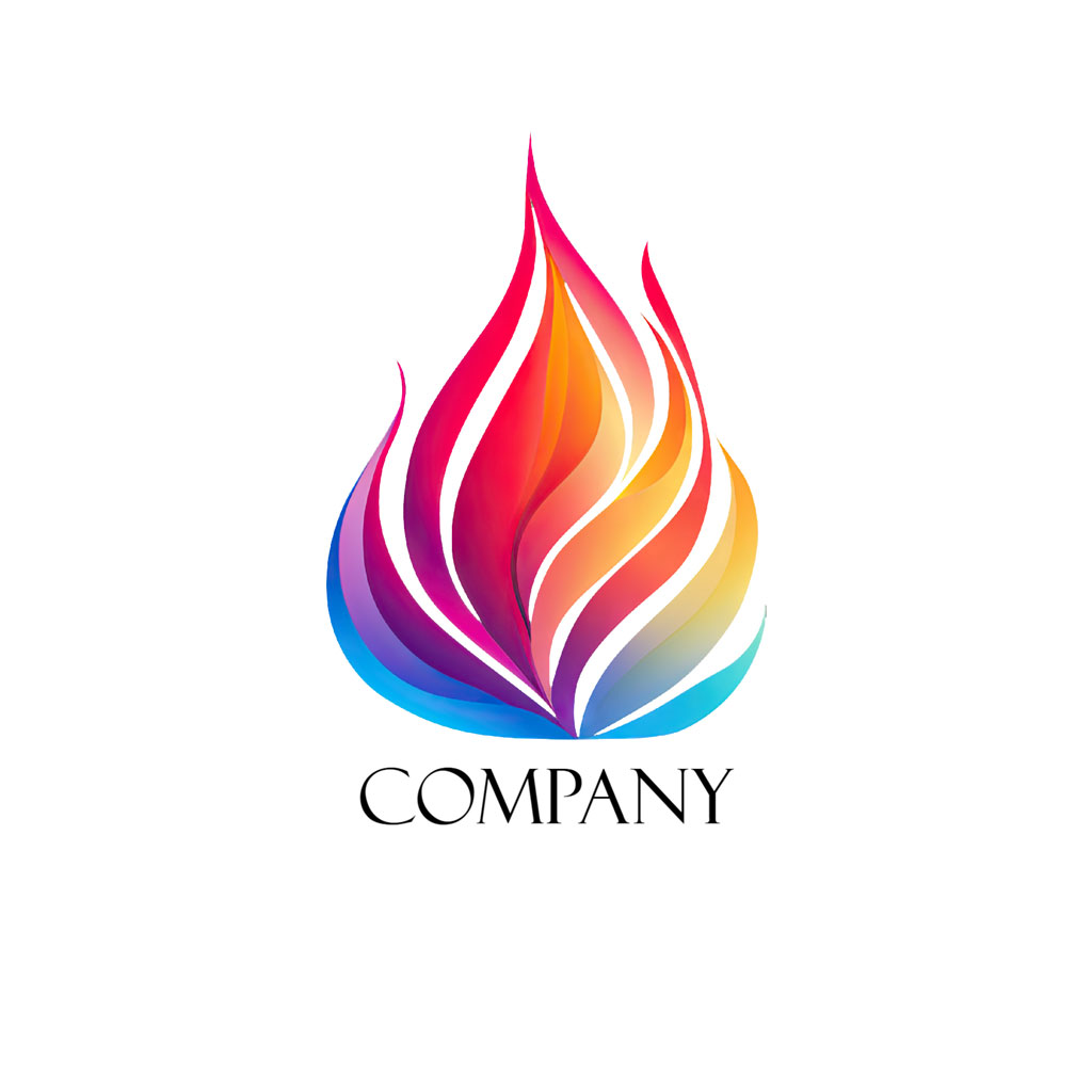 Stylized flame logo with gradient colors and 'company' text