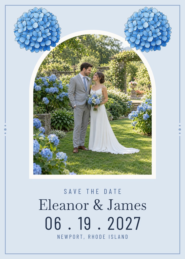 Preview for Blue Hydrangea Wedding Save The Date Template