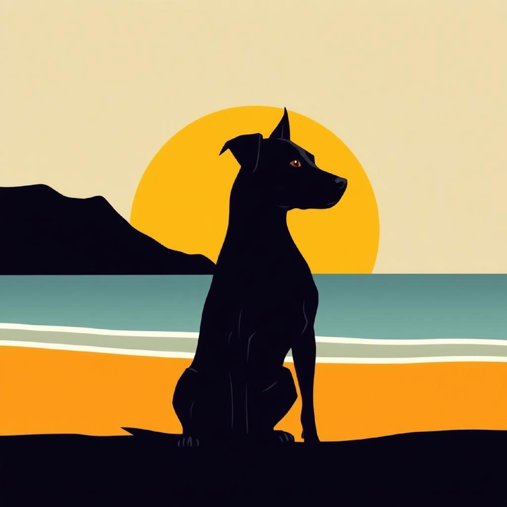 Silhouette of a woman with flowing hair and dress against an orange sunset.