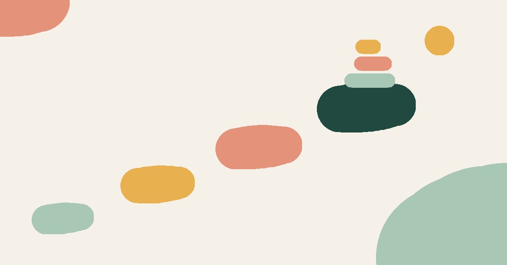 Abstract shapes on a light background with rounded colorful forms in a wide landscape layout.