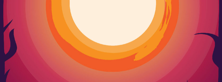 Abstract design with a white circle surrounded by orange and red gradients