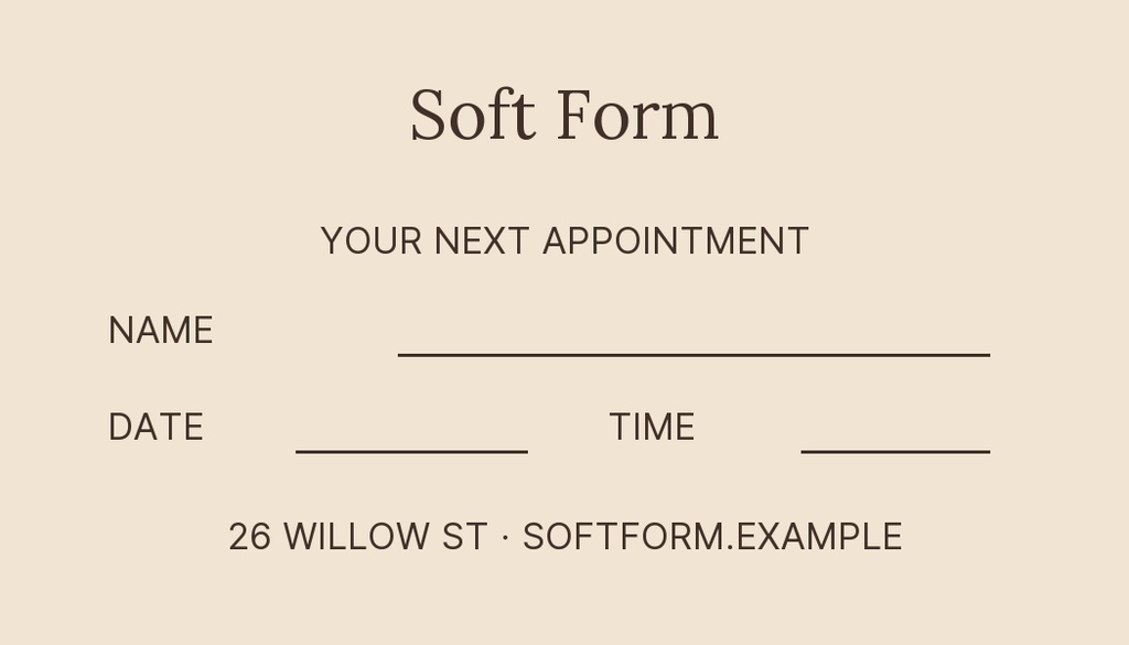 Preview for Soft Form Studio Appointment Card Template