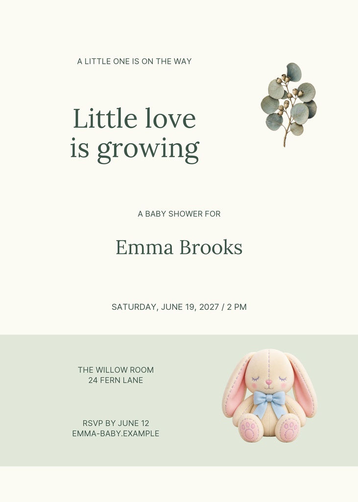 Preview for Little Love Grows 5 × 7 Invitation Template