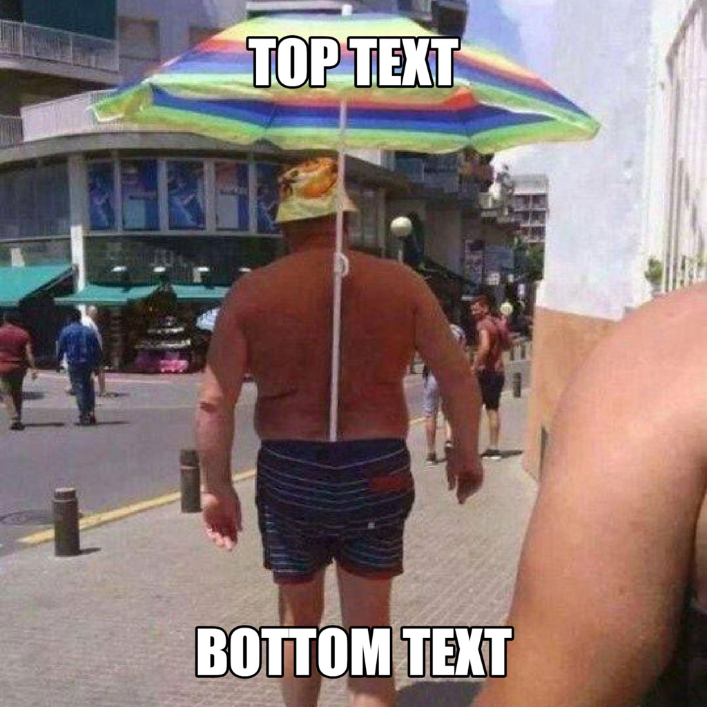 Man walking with umbrella on back