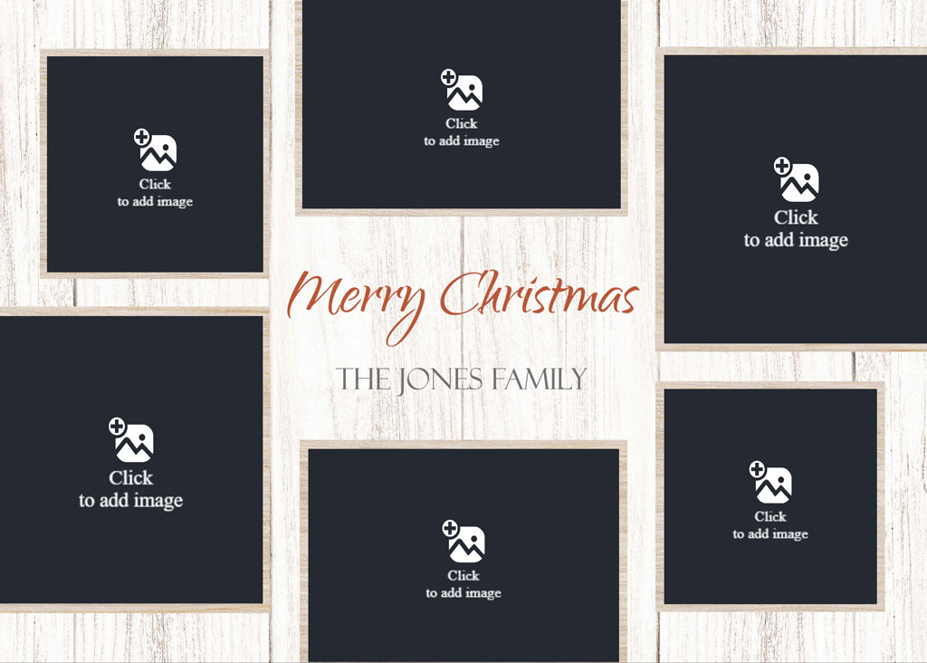 Collage of family beach photos with a Christmas greeting