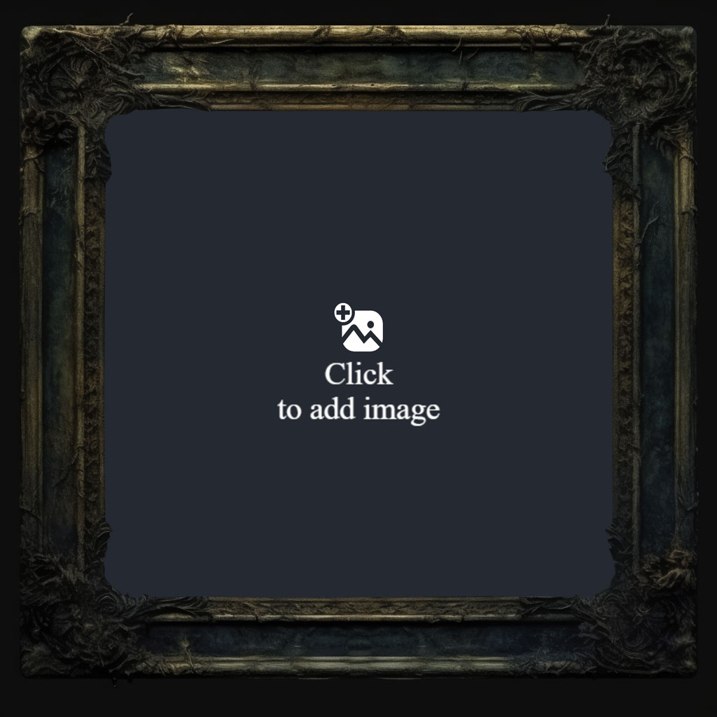 An ornate, dark picture frame with intricate designs and a mysterious ambiance.