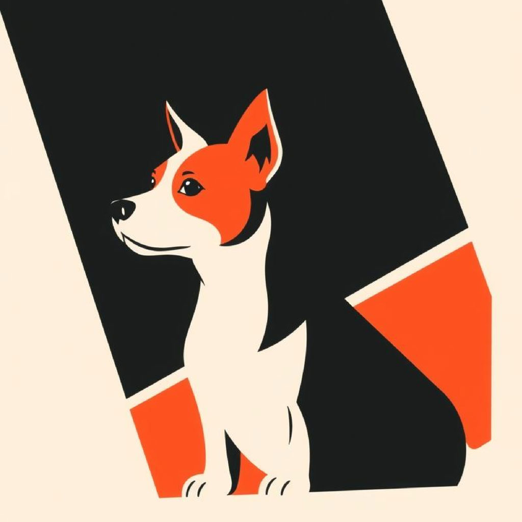 Silhouette of a man wearing sunglasses and a suit against a red circle on a beige background.