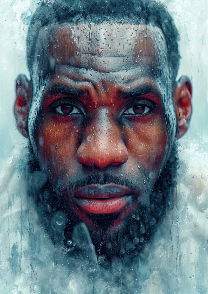 A man with a beard and water droplets on his face