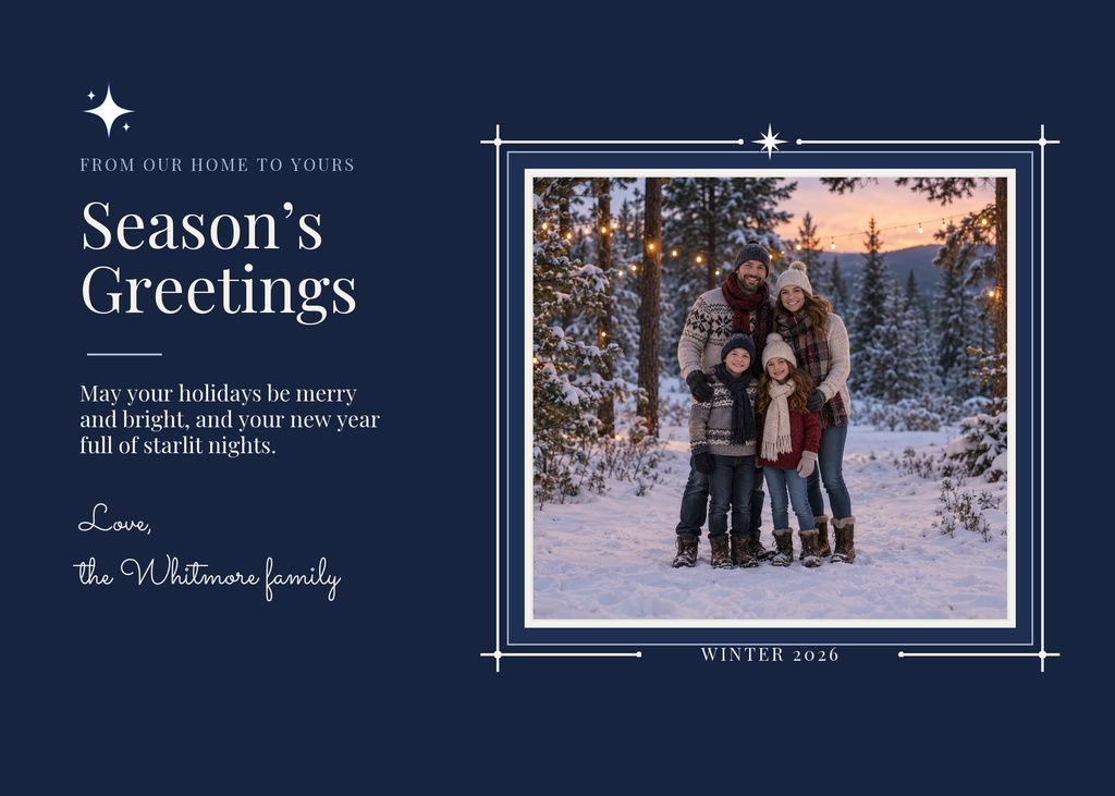 Preview for Starlit Season's Greetings Landscape Greeting Template