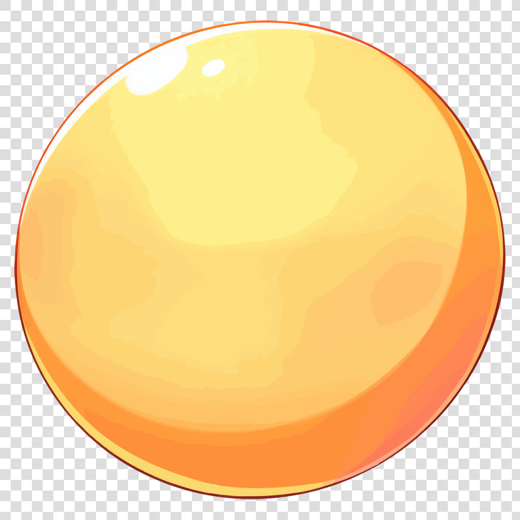 A digitally illustrated orange sphere with a shiny appearance.