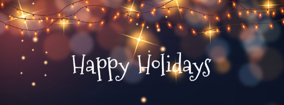 Happy Holidays greeting with string lights