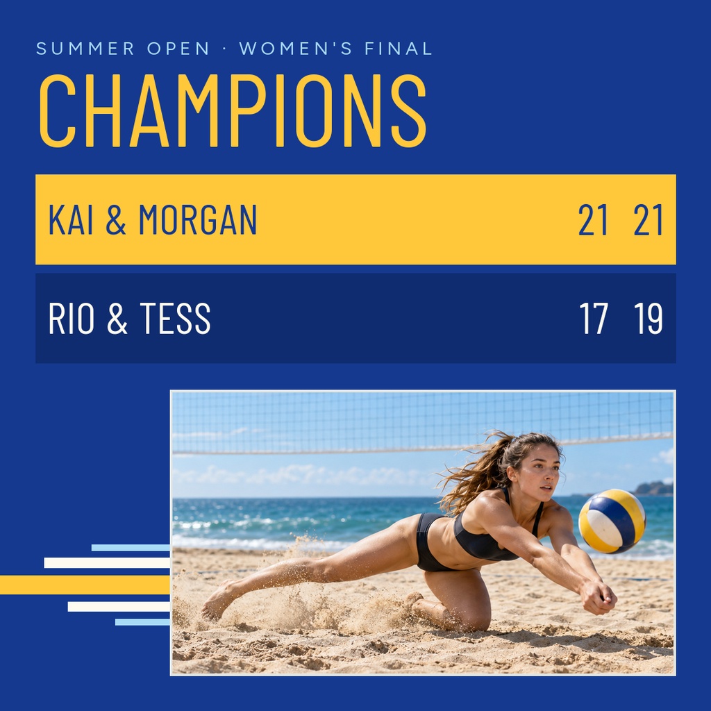 Preview for Summer Beach Volleyball Tournament Score Post Template
