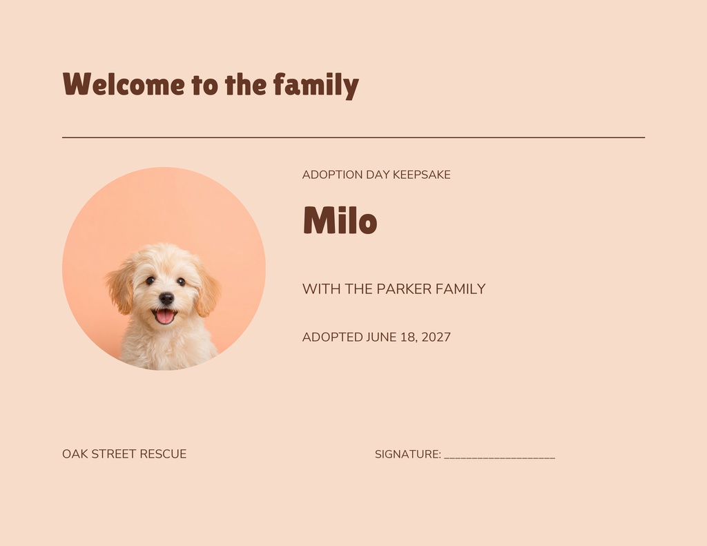 Preview for Hello, New Best Friend Keepsake Certificate Template
