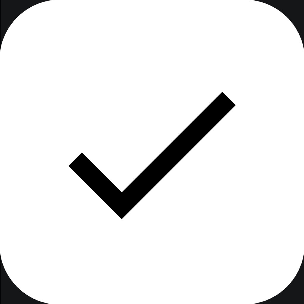 Black checkmark icon on white background