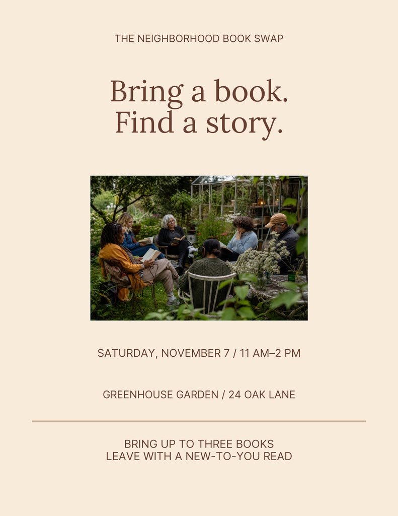 Preview for The Neighborhood Book Swap Letter Flyer Template