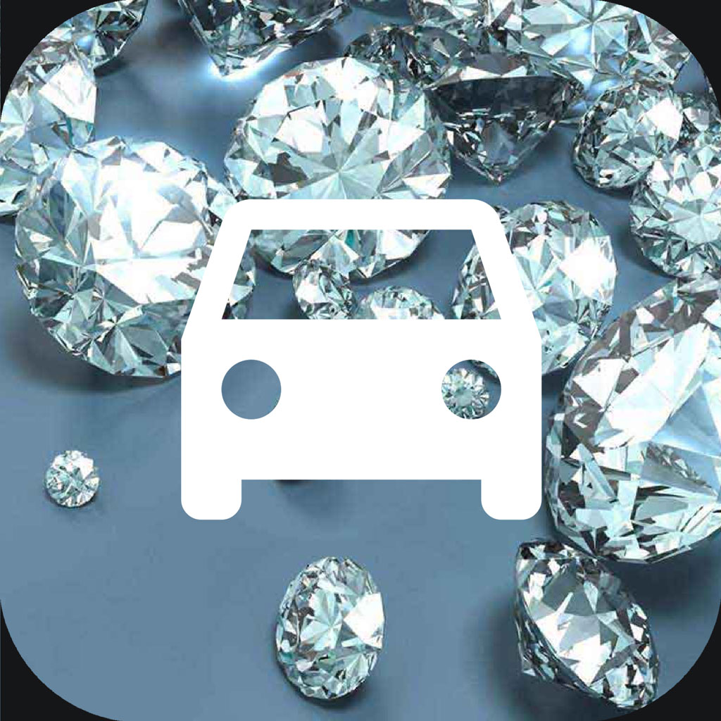 White car icon with diamonds