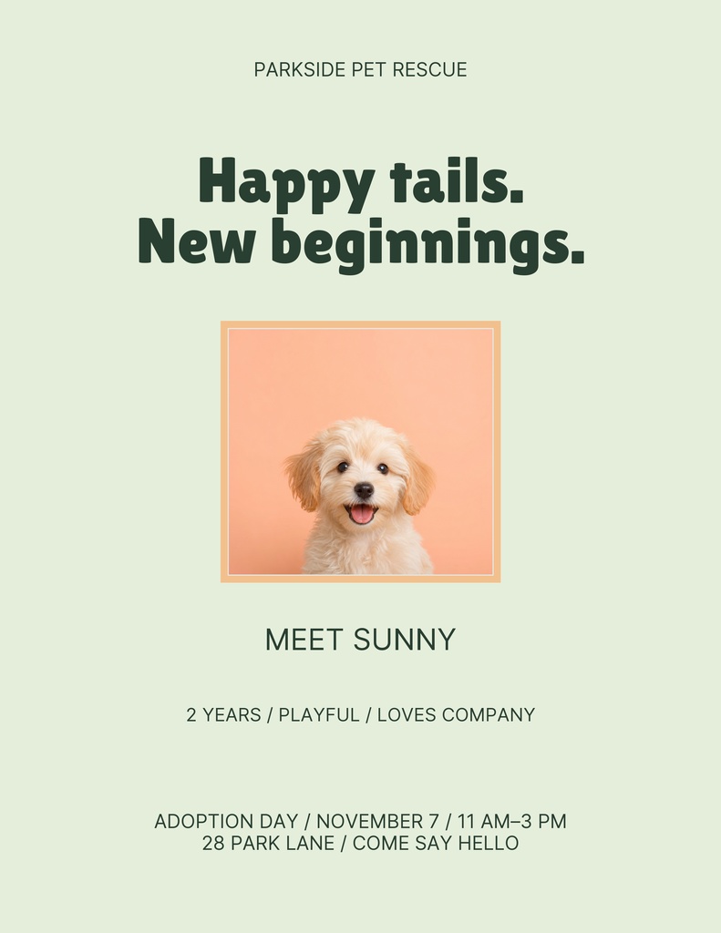 Preview for Happy Tails Adoption Day Letter Flyer Template