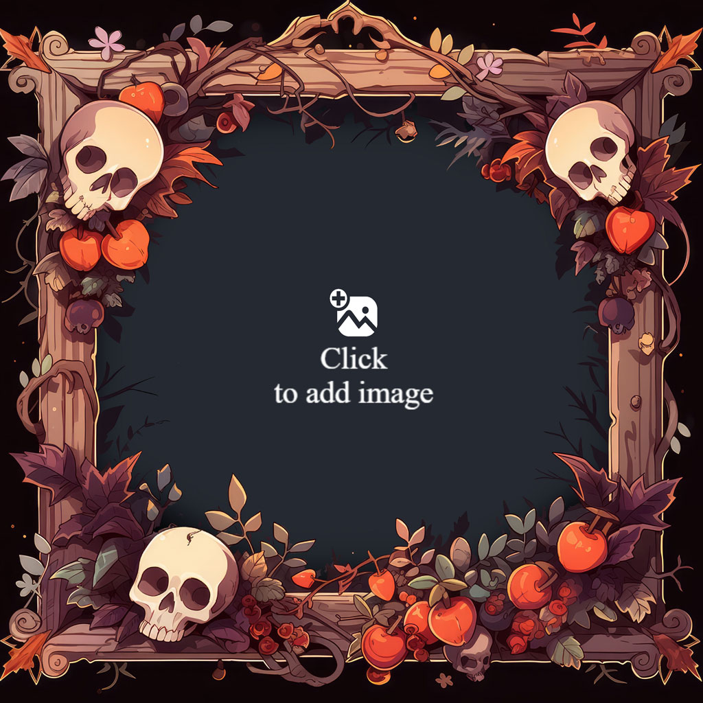Halloween frame with skulls and leaves