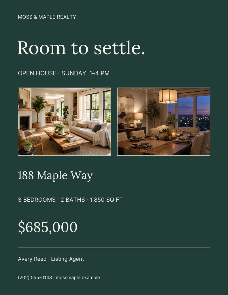 Preview for Room To Settle Open-house Flyer Template
