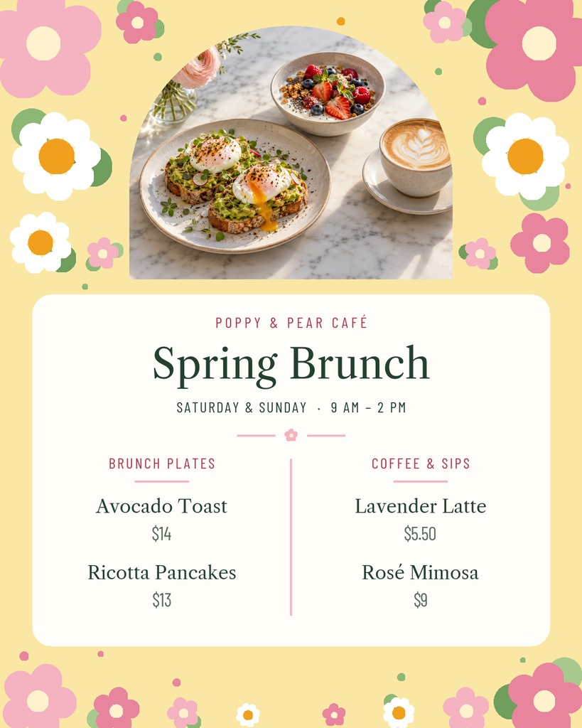 Preview for Spring Brunch Menu Portrait Post Template