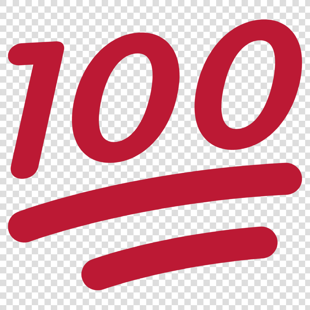 The number 100 in red with a stylized underline on a black background.
