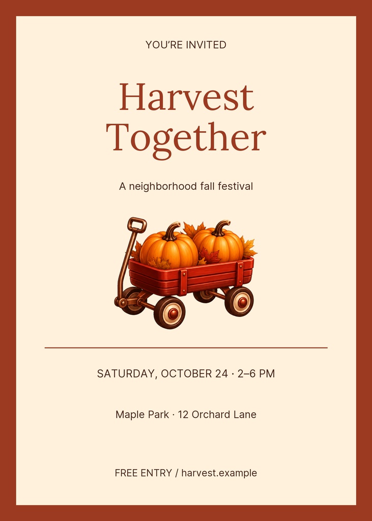 Preview for Harvest Together 5 × 7 Invitation Template