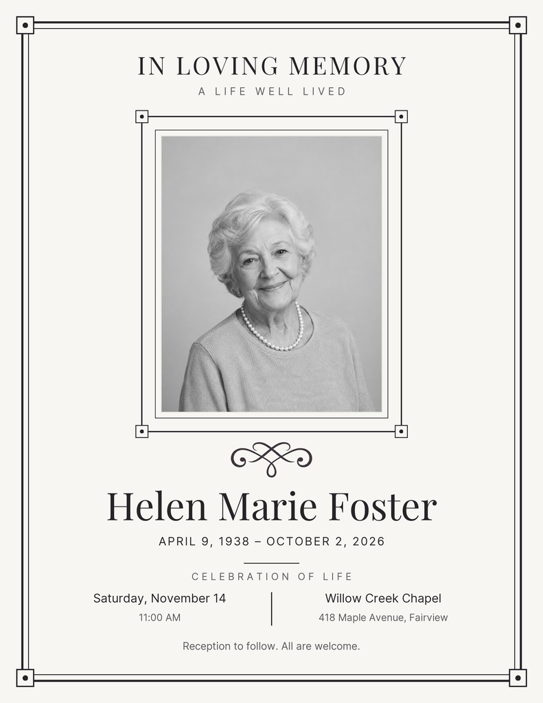 Preview for A Life Well Lived Letter Flyer Template