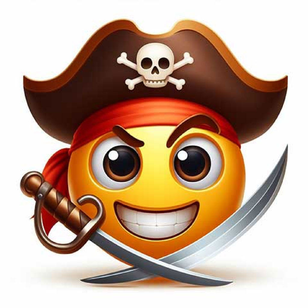 A 3D rendered pirate figurine with a gray beard and a brown hat adorned with a white skull and crossbones.