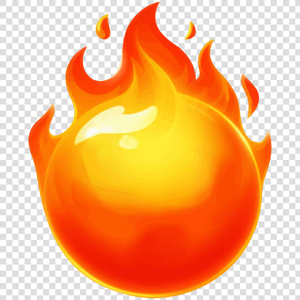 A bright orange and yellow fireball with flames and droplets.