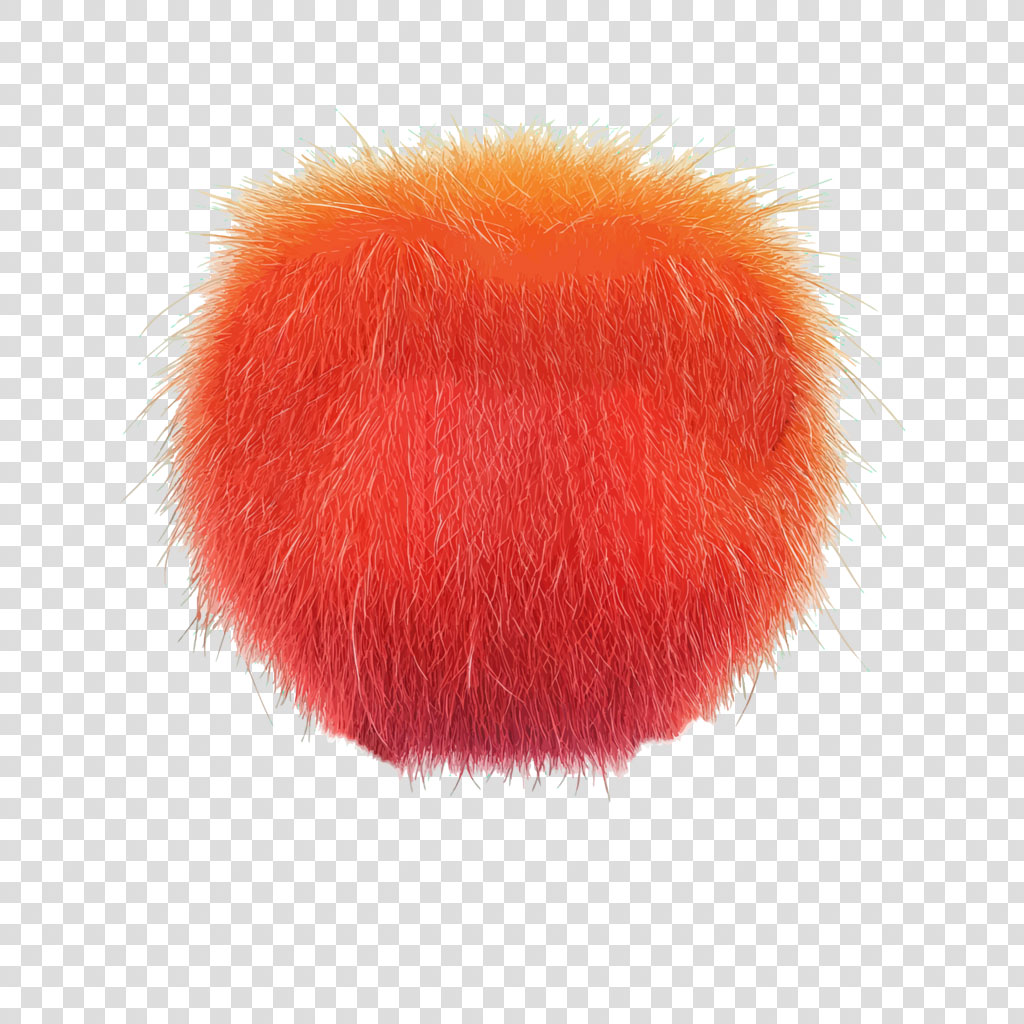 Orange fuzzy pom pom