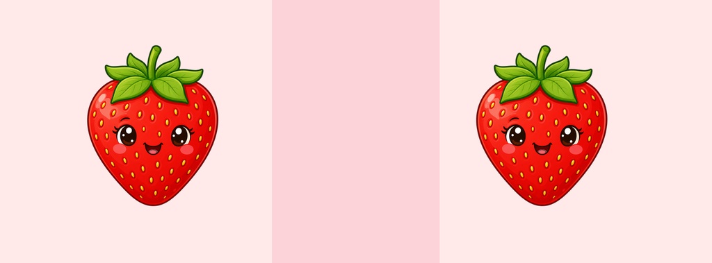 Cute strawberries on a pink landscape cover with a soft pastel background