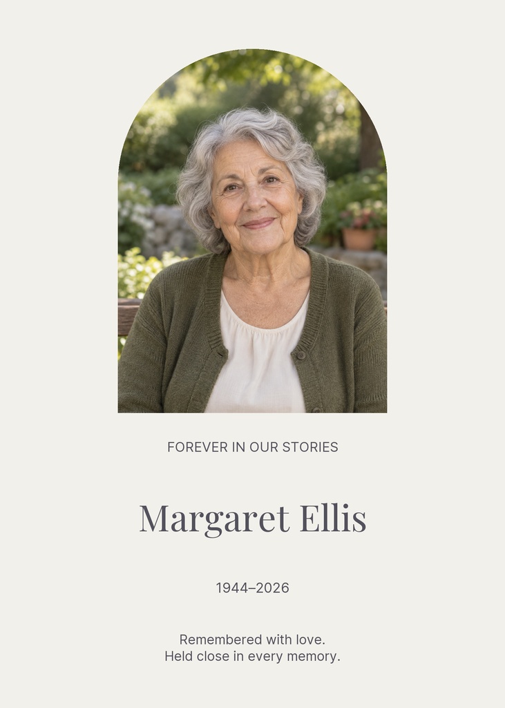 Preview for Forever In Our Stories Remembrance Card Template