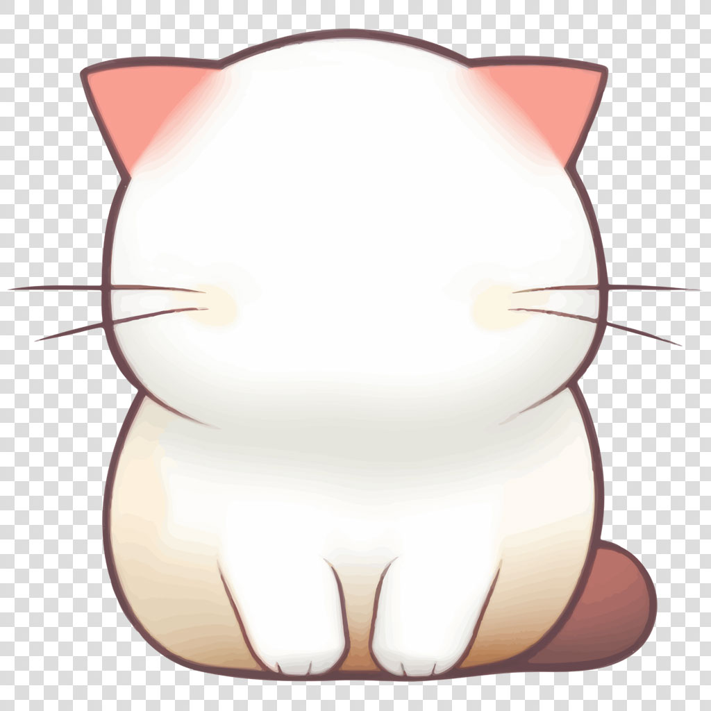 Illustration of a white cat with pink ears and closed eyes